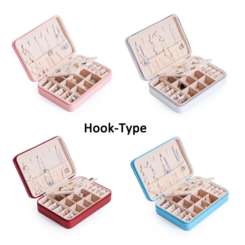 Portable Travel Jewelry Organizer Box with Mirror / Hook 16