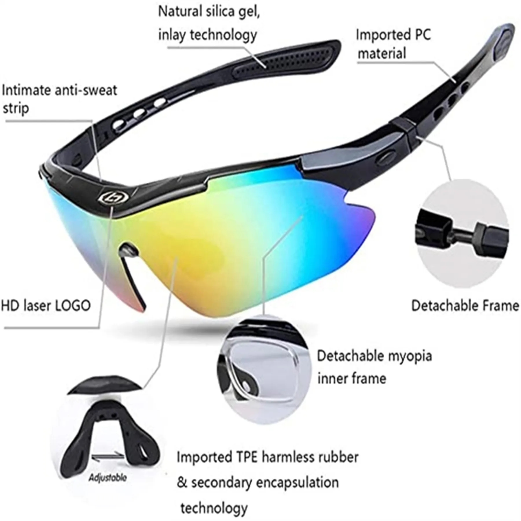 Polarized 5 Lens Sports Sunglasses 3