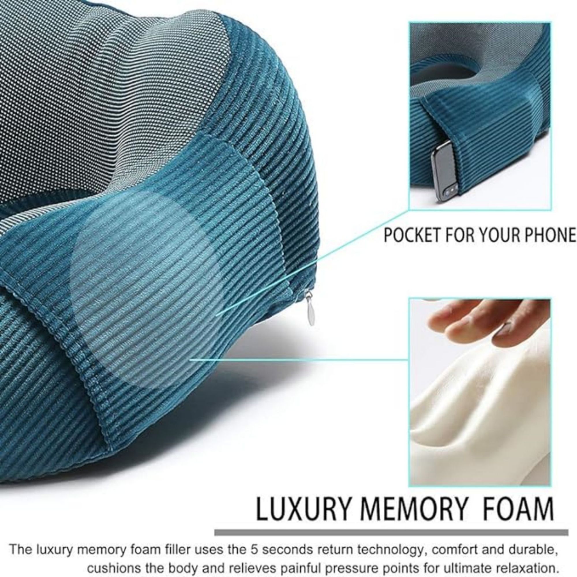 Memory Foam Neck Pillow With 360-Degree Head Support 3