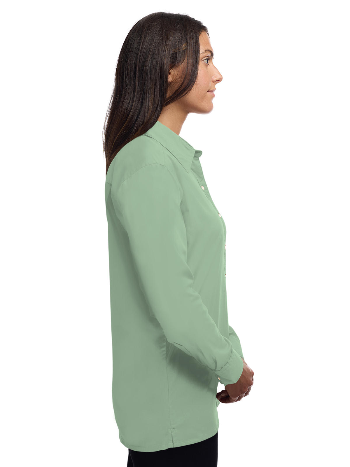 Blue Generation - Women's Pocketless Long Sleeve Superblend Poplin Shirt 3