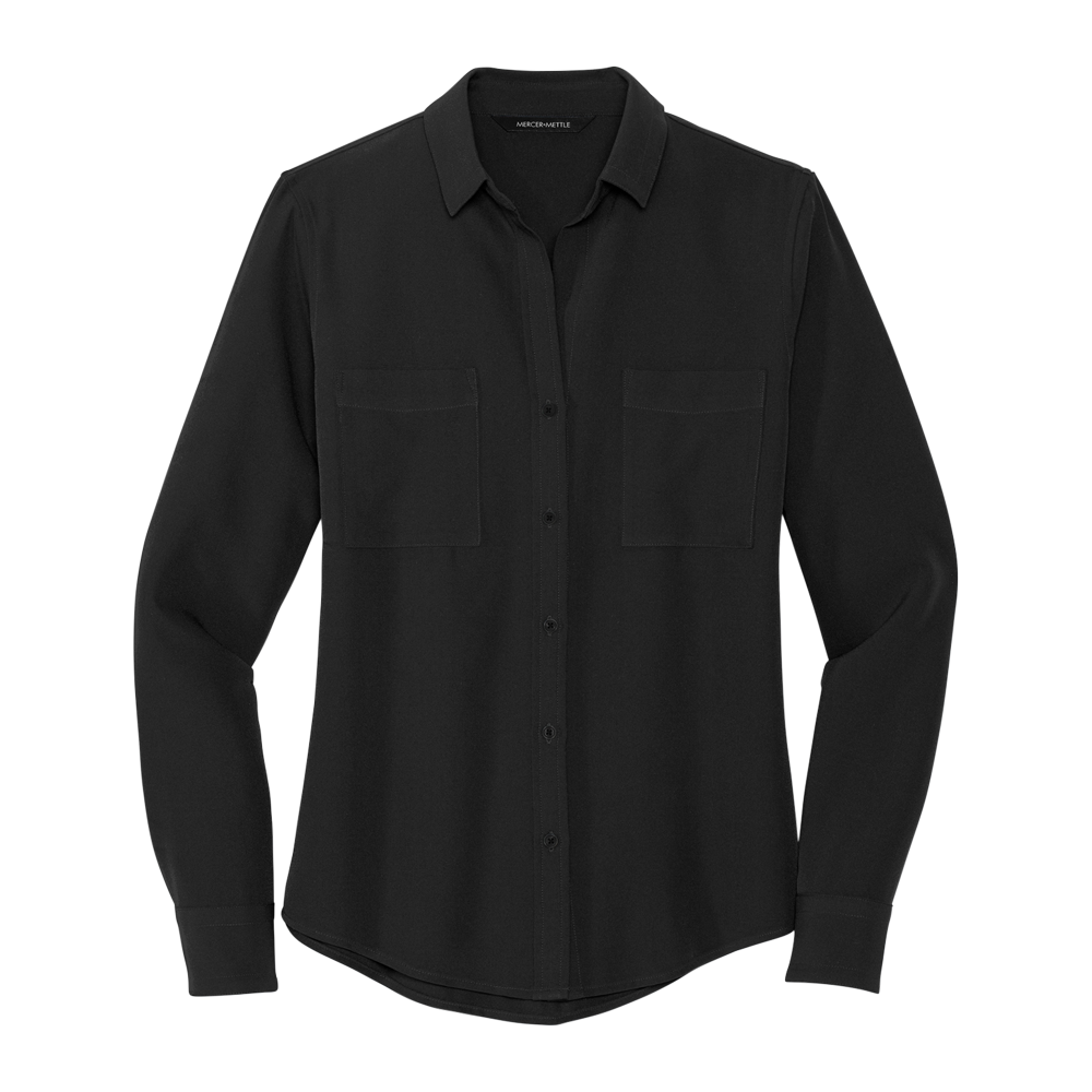 Women's Button Down Crepe Blouse 5