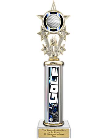 Trophy, 12" Action Matrix Golf Blue 1 column, 1