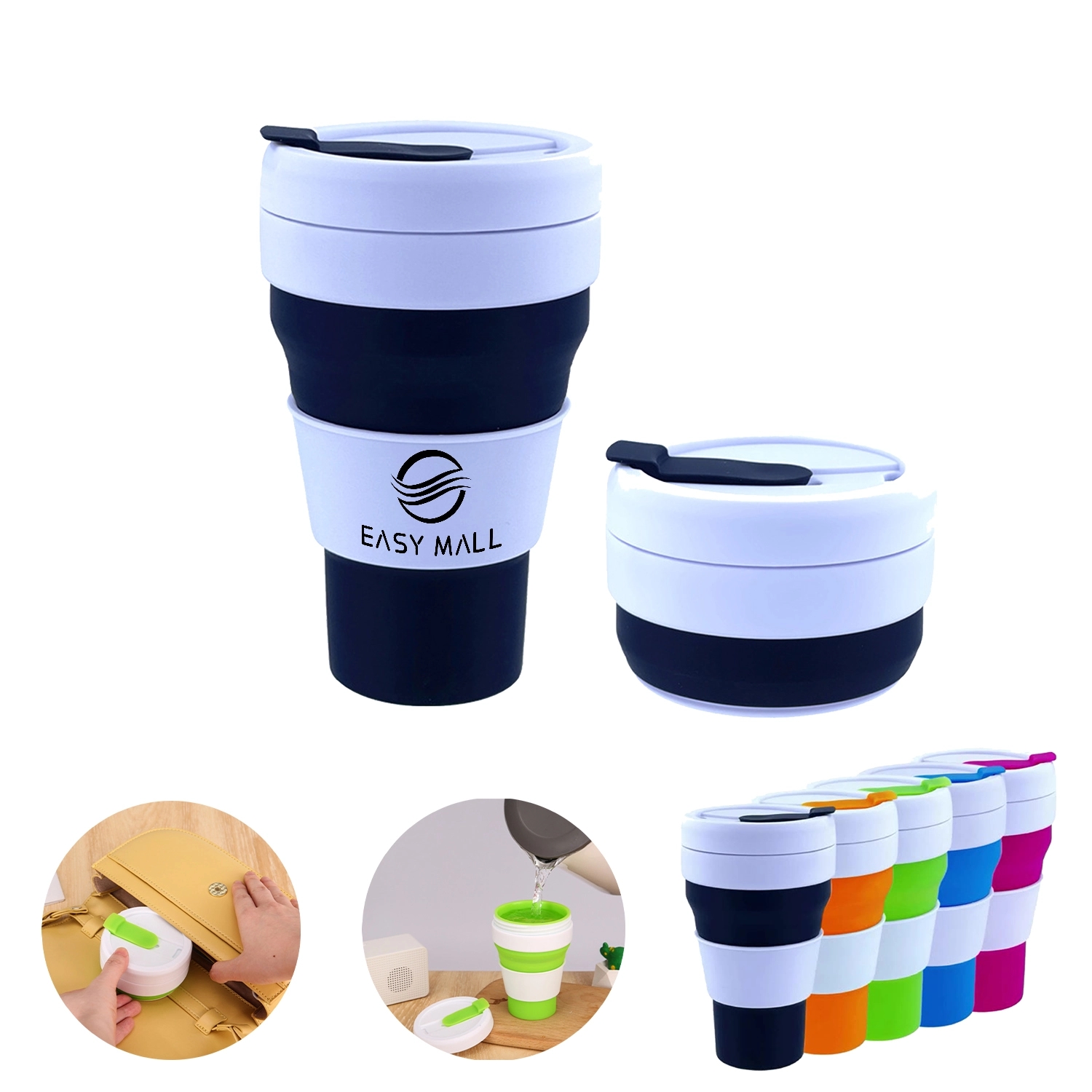12oz Folding Travel Sealed Silicone Water Cup 3