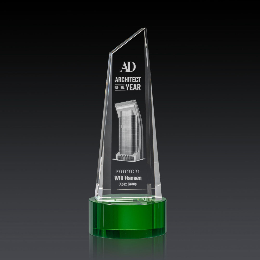 Akron Tower 3D Award on Base - Green 3