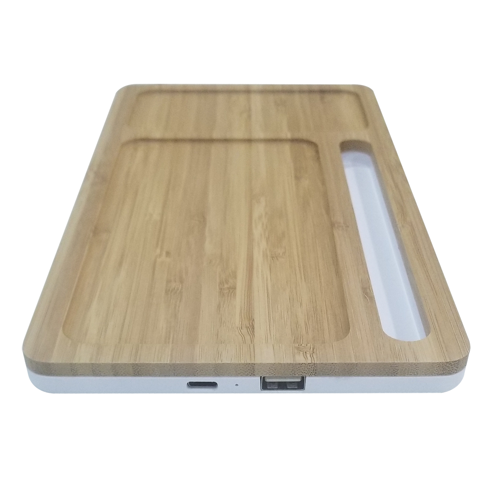 Wizchark Bamboo 10W Qi Wireless Charger Desktop Organizer
