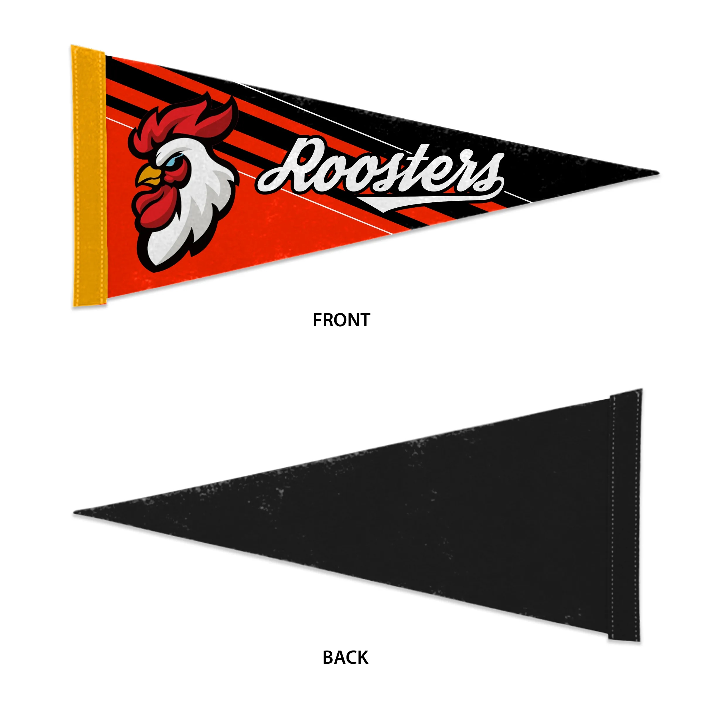 12"x30" Custom Full Color Printed Felt Pennant - Solid Back 3