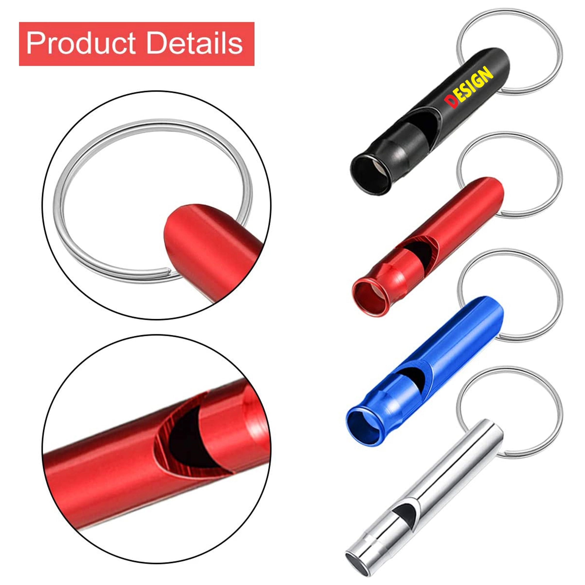 Aluminum Emergency Whistle with Keychain 1
