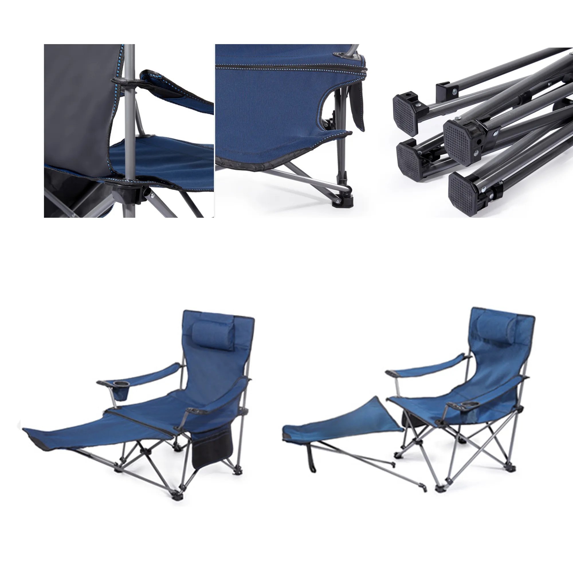 Portable Beach Reclining Chair With Thickened Back 3