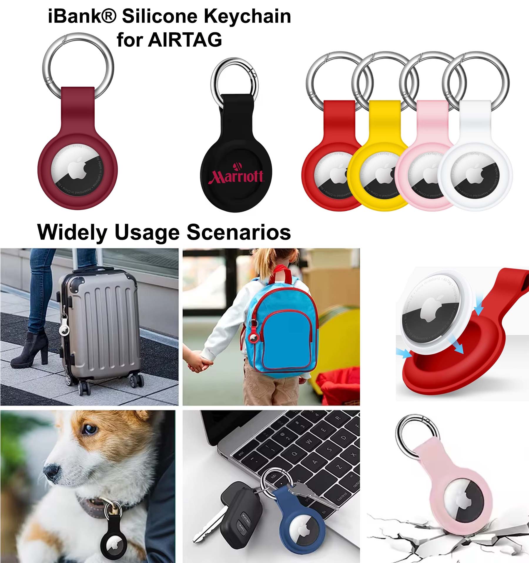 iBank ® Protective Silicone Keychain for AirTag – Soft-Touch Tracker Case & Secure Loop 1