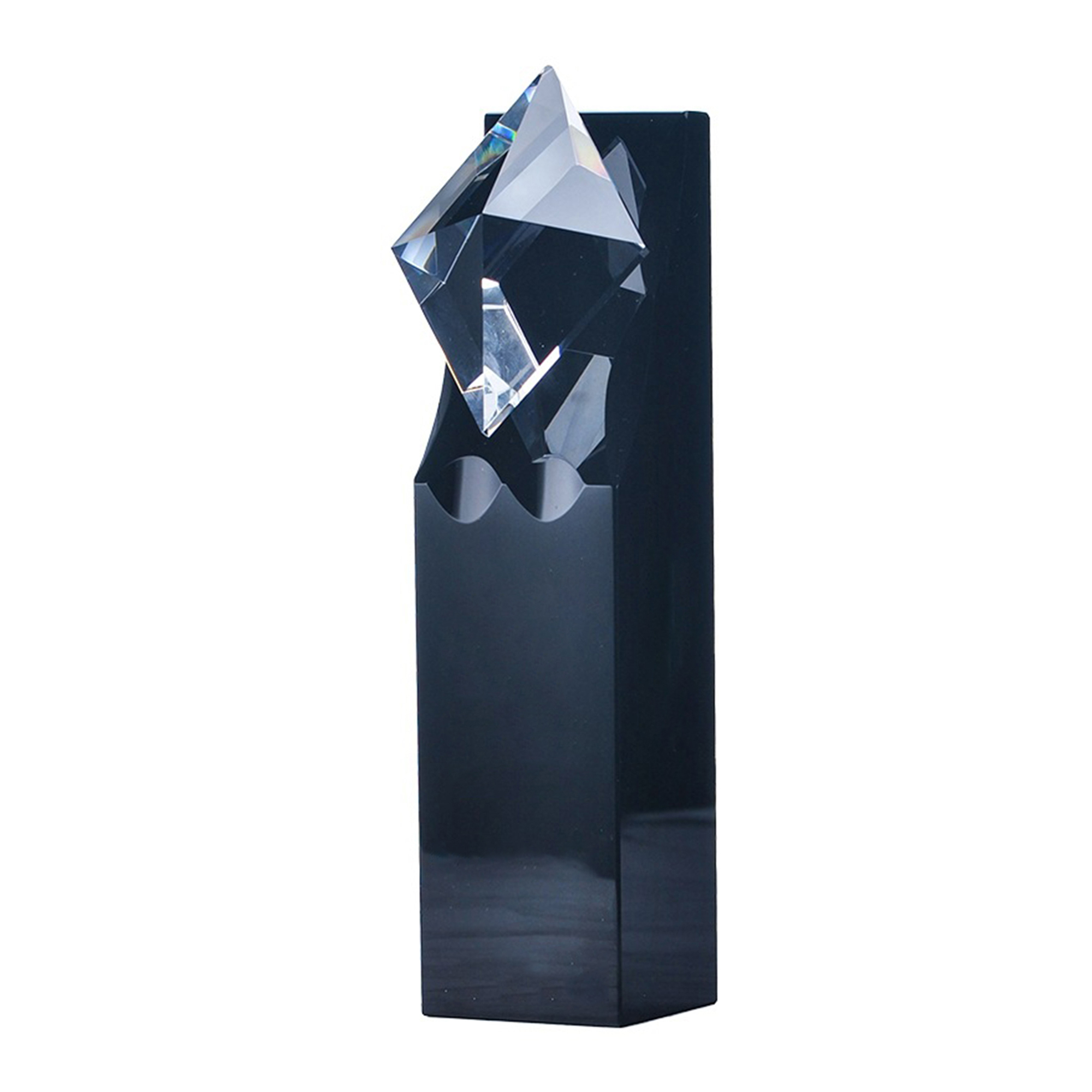 Black Crystal Recognition Trophy 11" Height Etch Ready 2