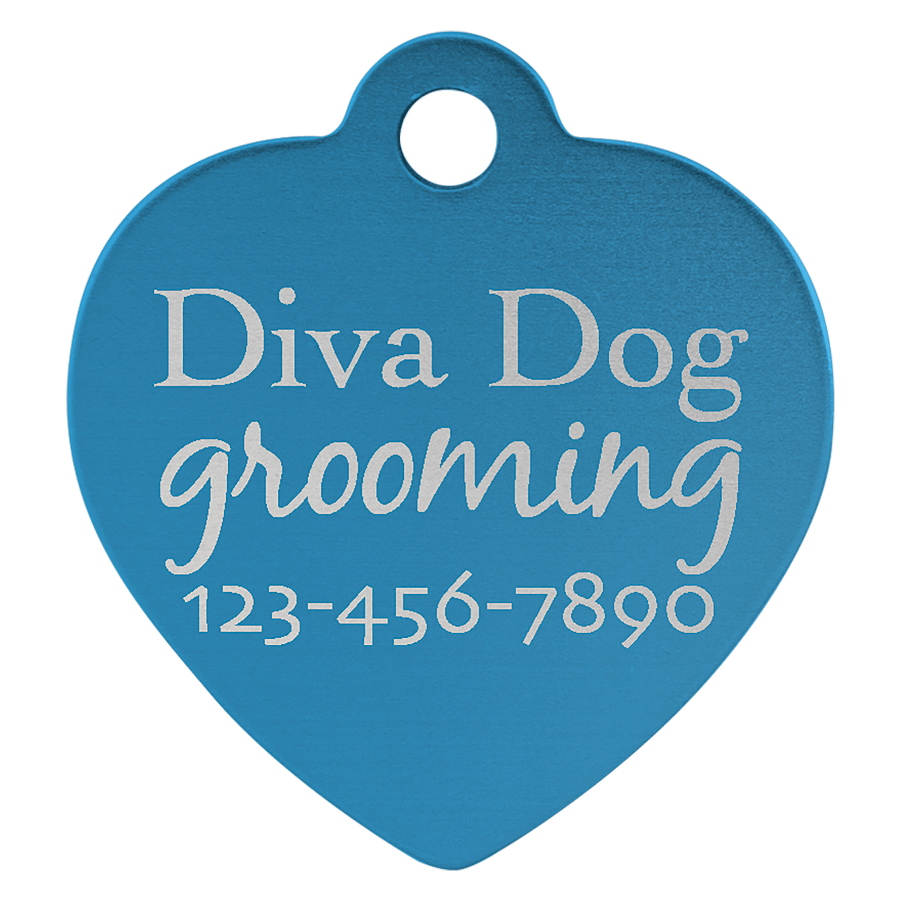 1" x 1" Blue Anodized Aluminum Heart Pet Tag 1