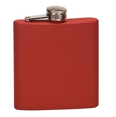 6oz Stainless Steel Flask - Matte Red, custom water bottle with logo imprint 2