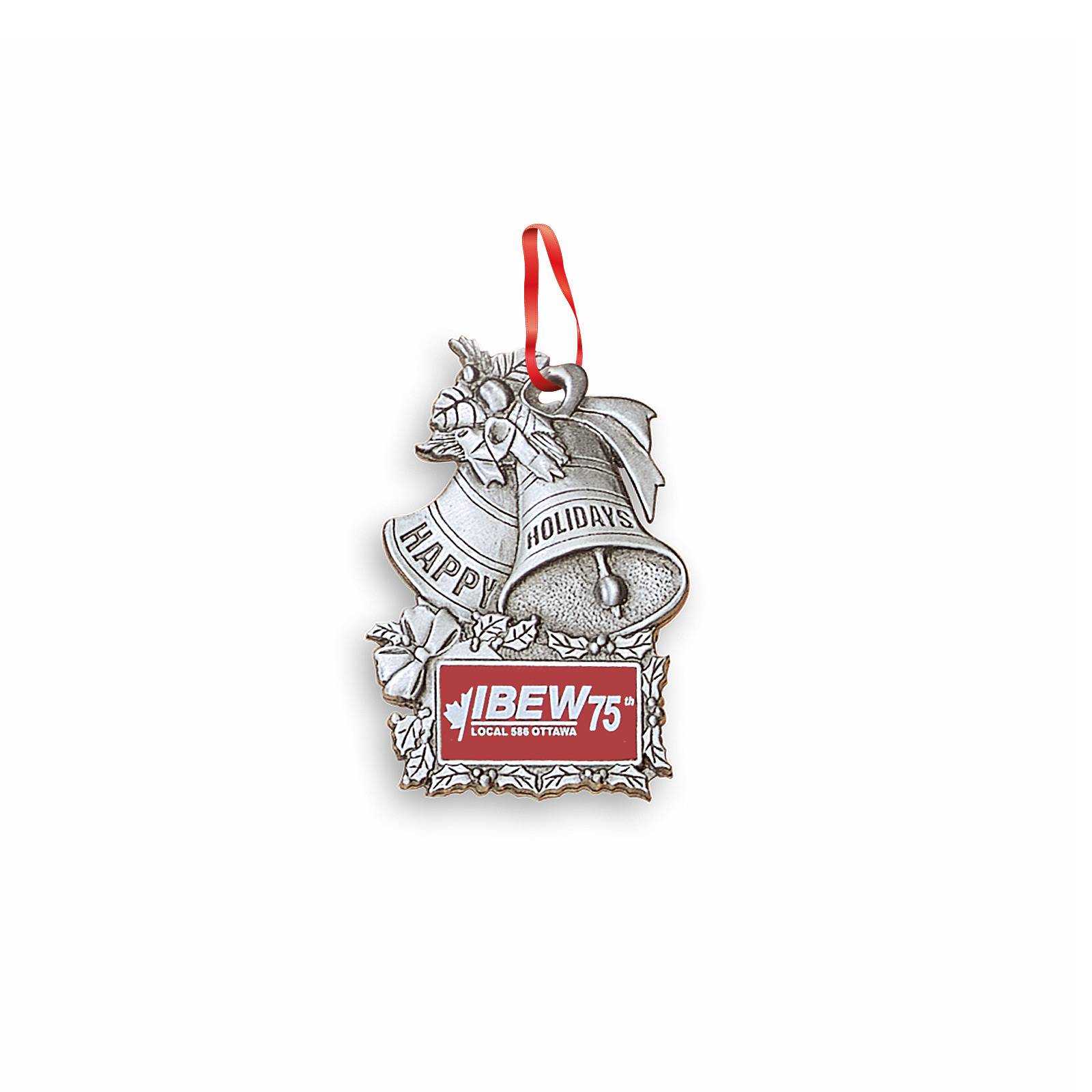 3D Ornament (2.5 x 1.75 inch Happy Holidays Bells)