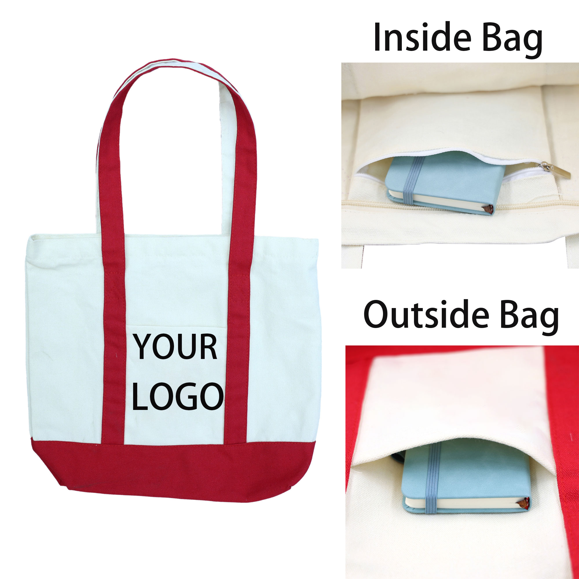 12oz Canvas Deluxe Pocket Tote Bag 1