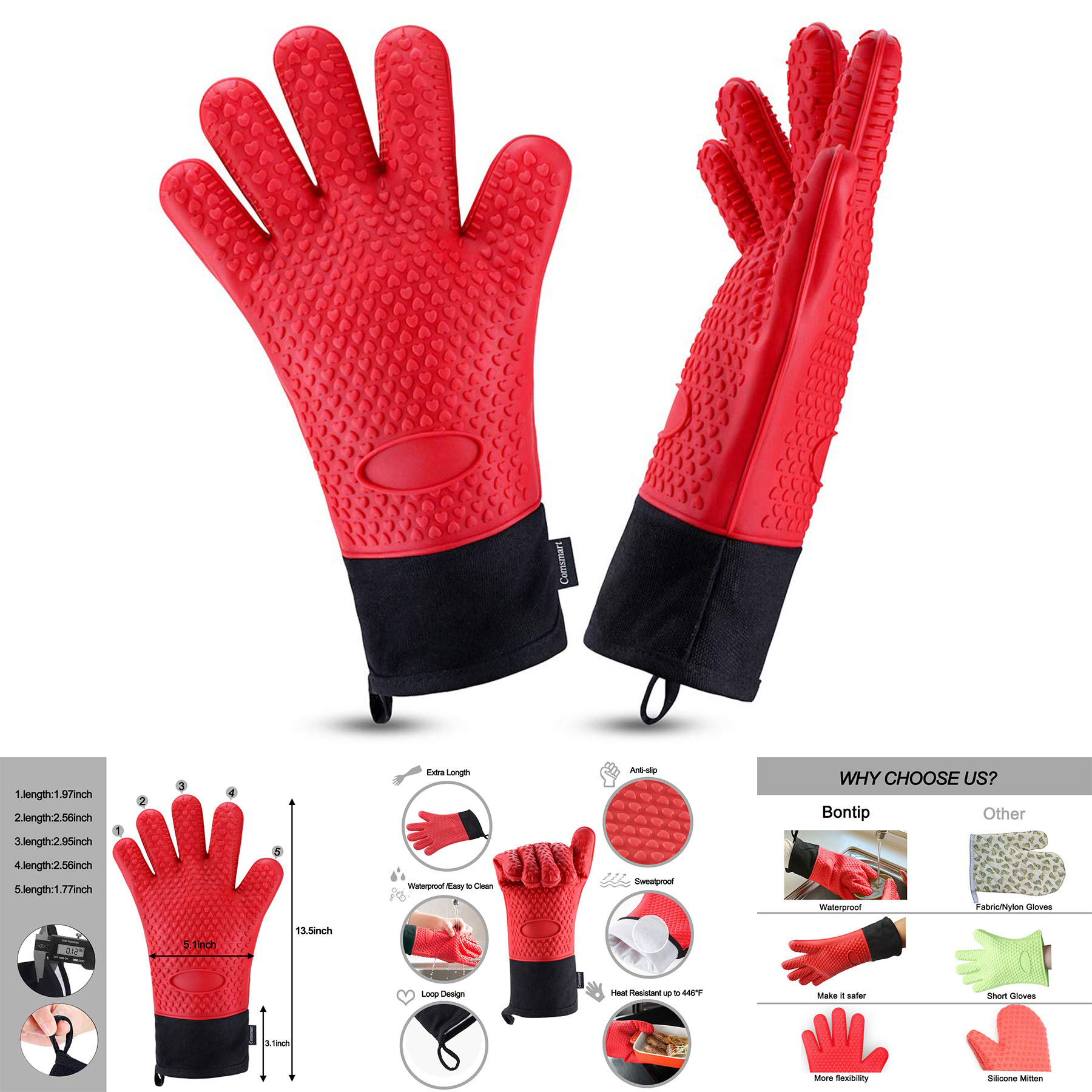 Heat Resistant Silicone Grilling Gloves 1