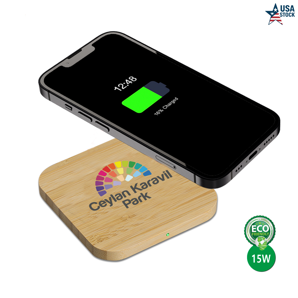 Eco-Friendly 15W Bamboo Wireless Charger 3