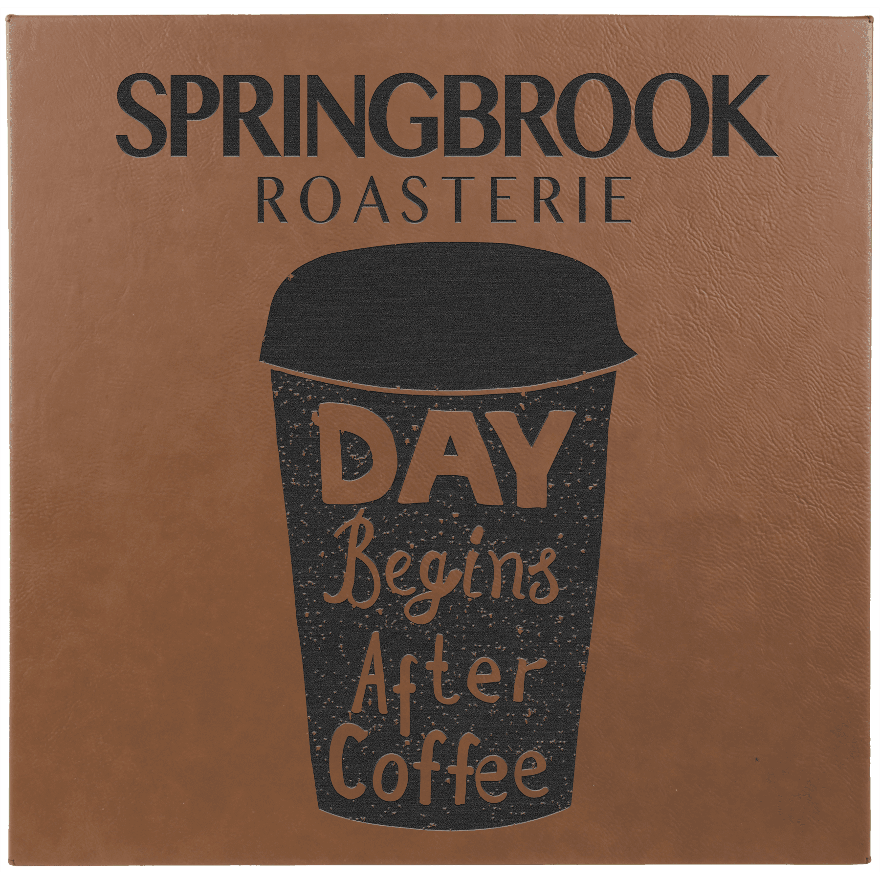 14" x 14" Dark Brown Leatherette Wall Decor with Sawtooth Hanger 2