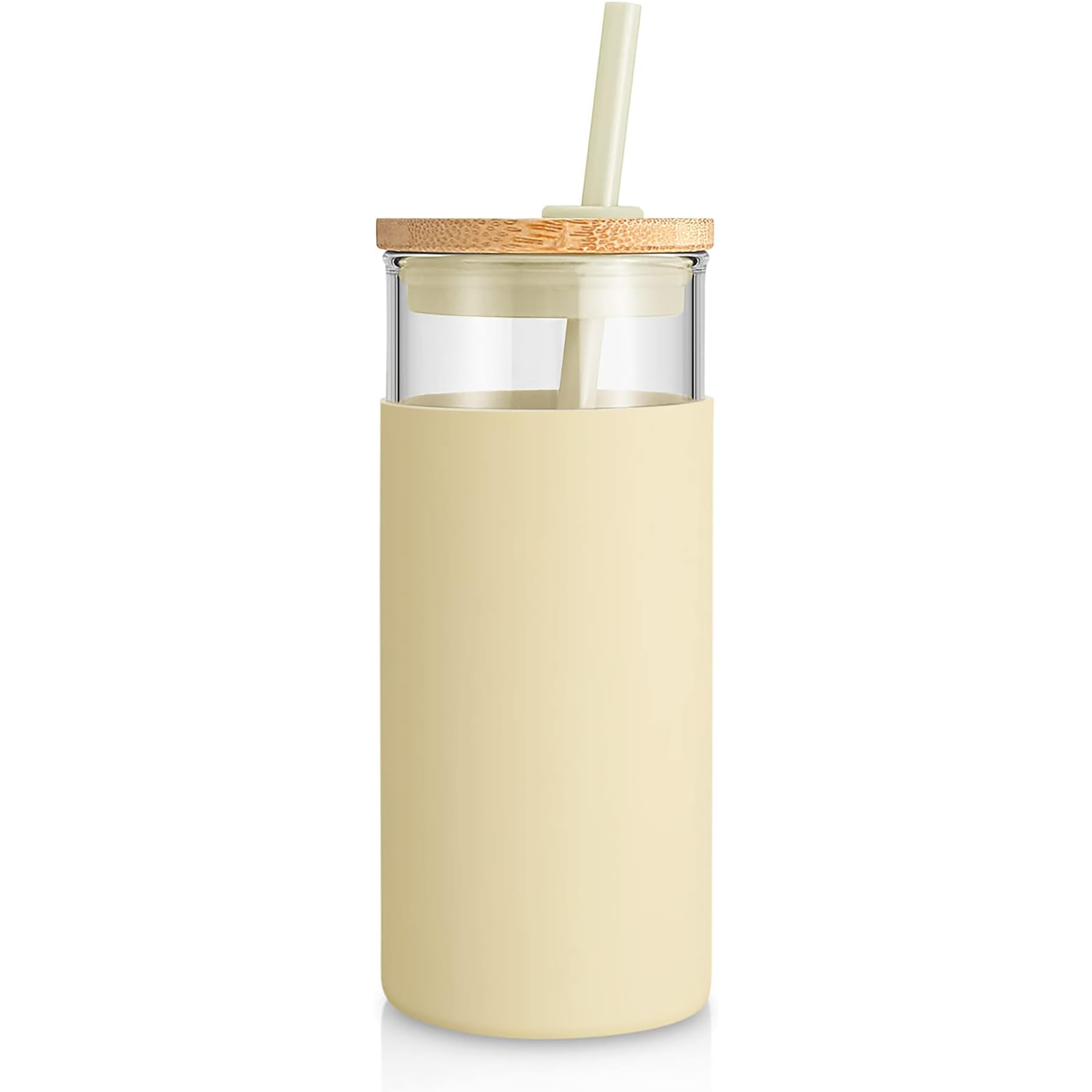 20 Oz Glass with Bamboo Lid and Straw 9
