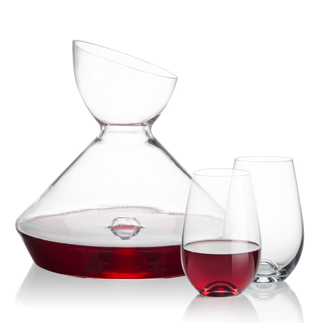 Woodbury Carafe & Boston Stemless Wine 7