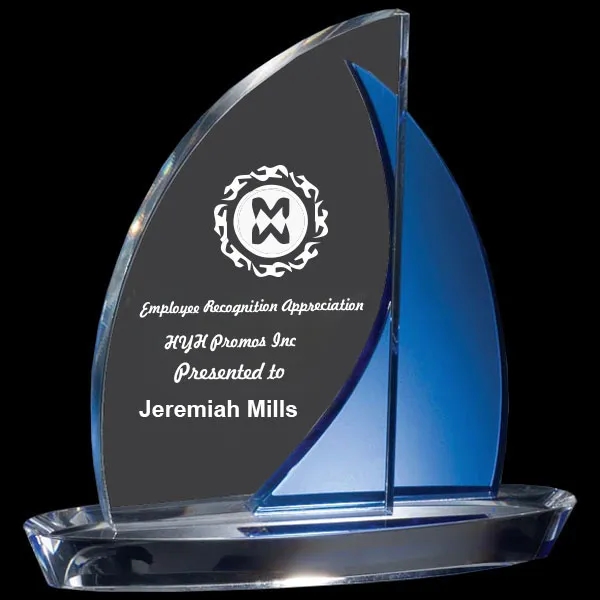 Personalized Sailboat Crystal Award 4