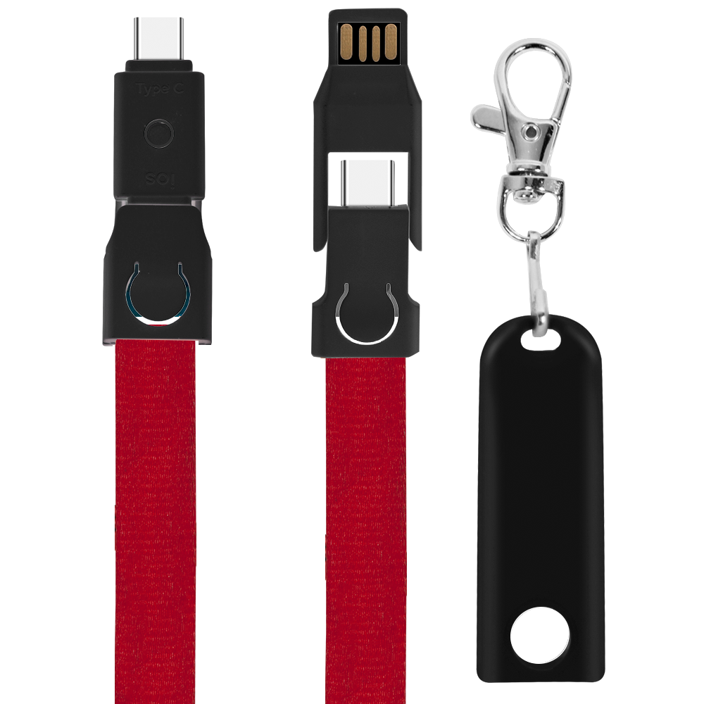 Justine Street 900cm Lanyard, 4in1 Charging Cable w/ USB Tip and Type C 20