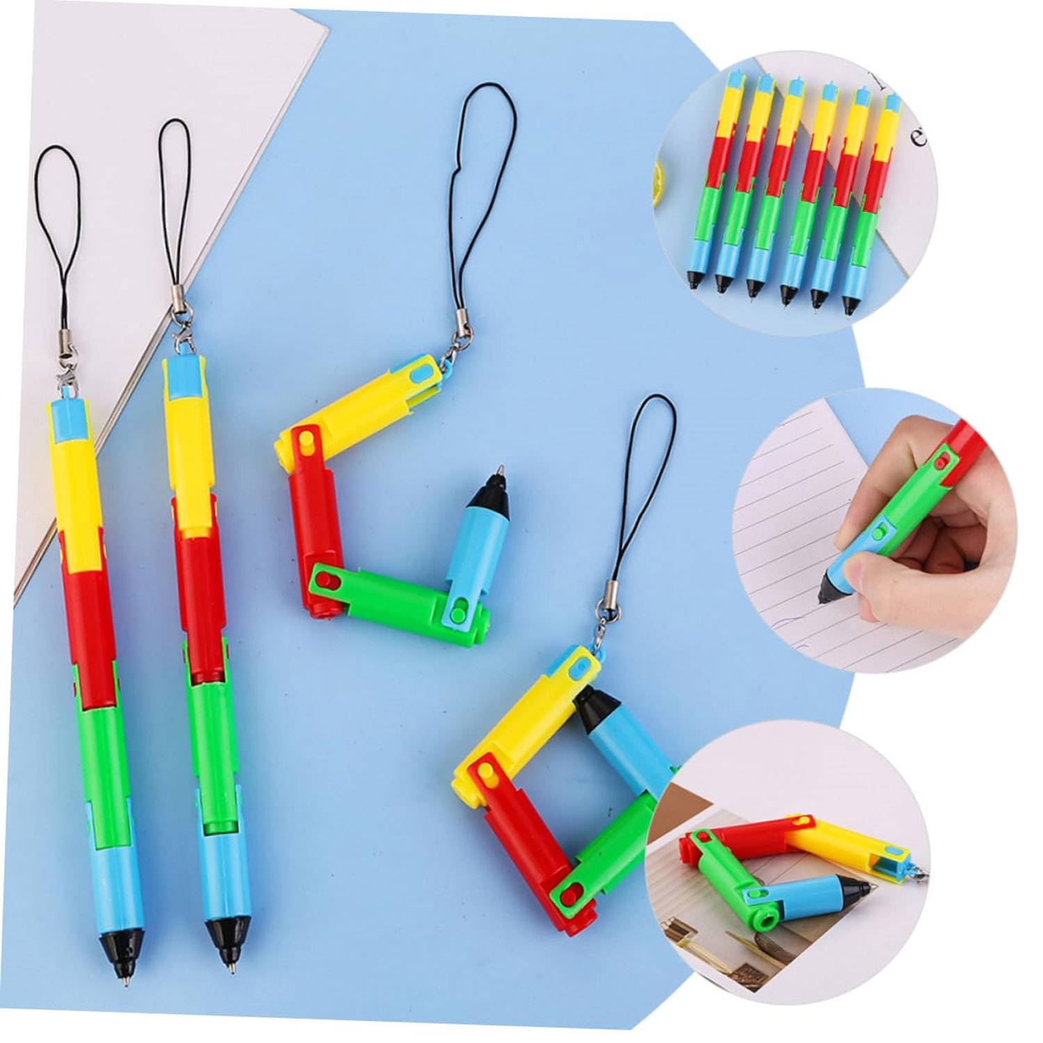 Foldable Plastic Puzzle Ballpoint Pen w/ Hanging Chain 8