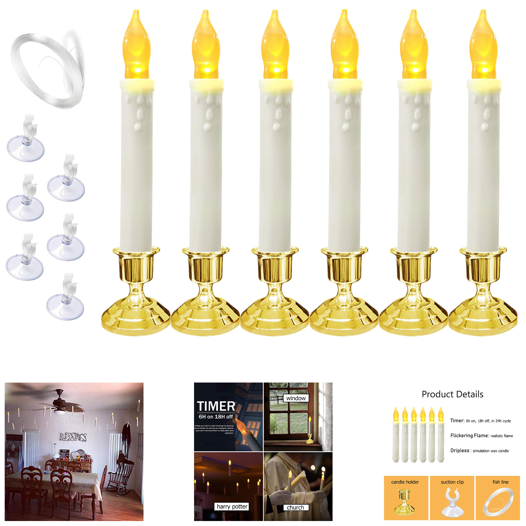 Flickering LED Floating Flameless Window Candle 2
