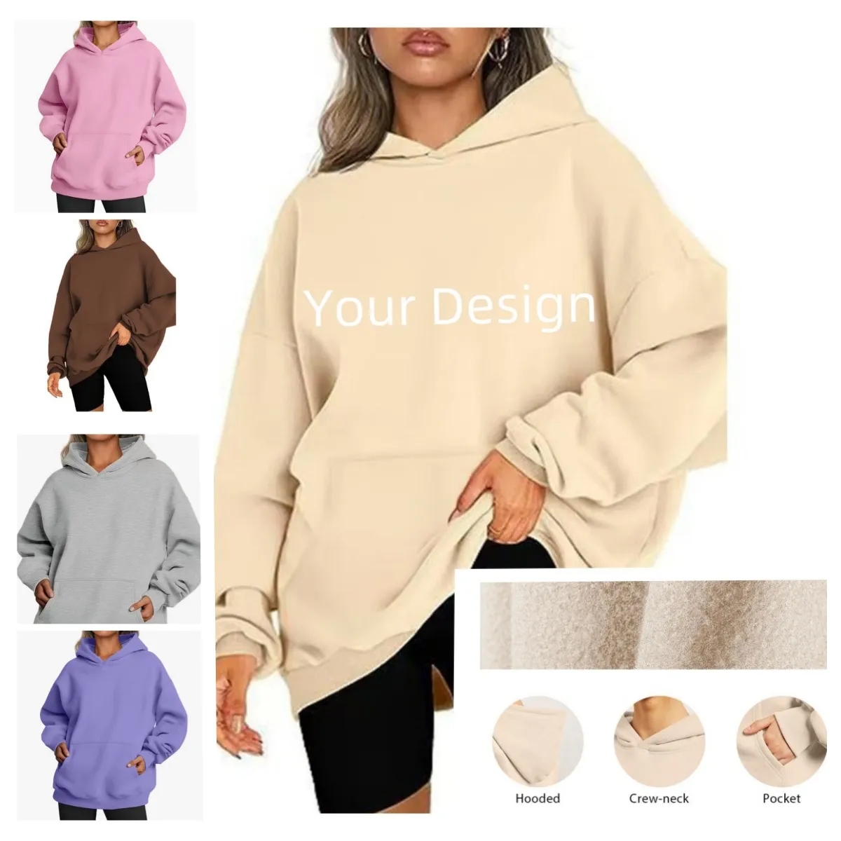 Oversized Hoodies for Womens, custom hoodie or sweatshirt with logo imprint 8