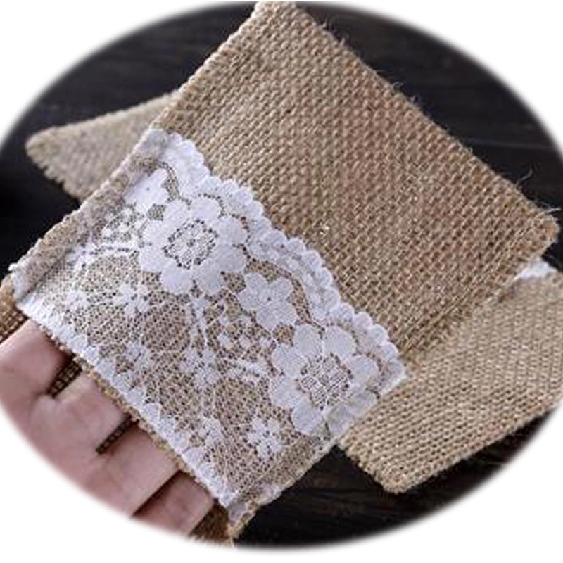 Natural Burlap Lace Cutlery Bag 4