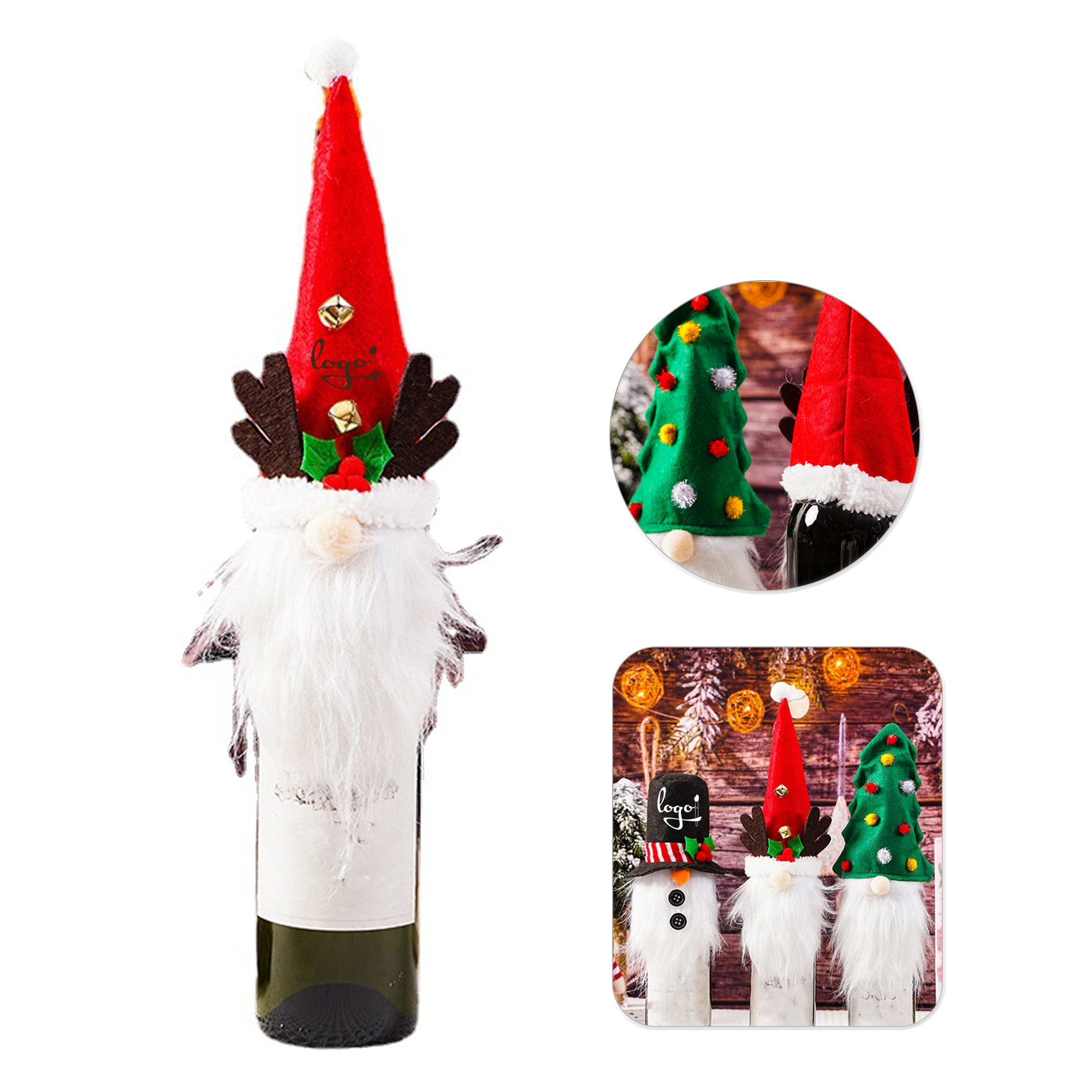 Christmas Gnome Wine Bottle Cover Hat 5