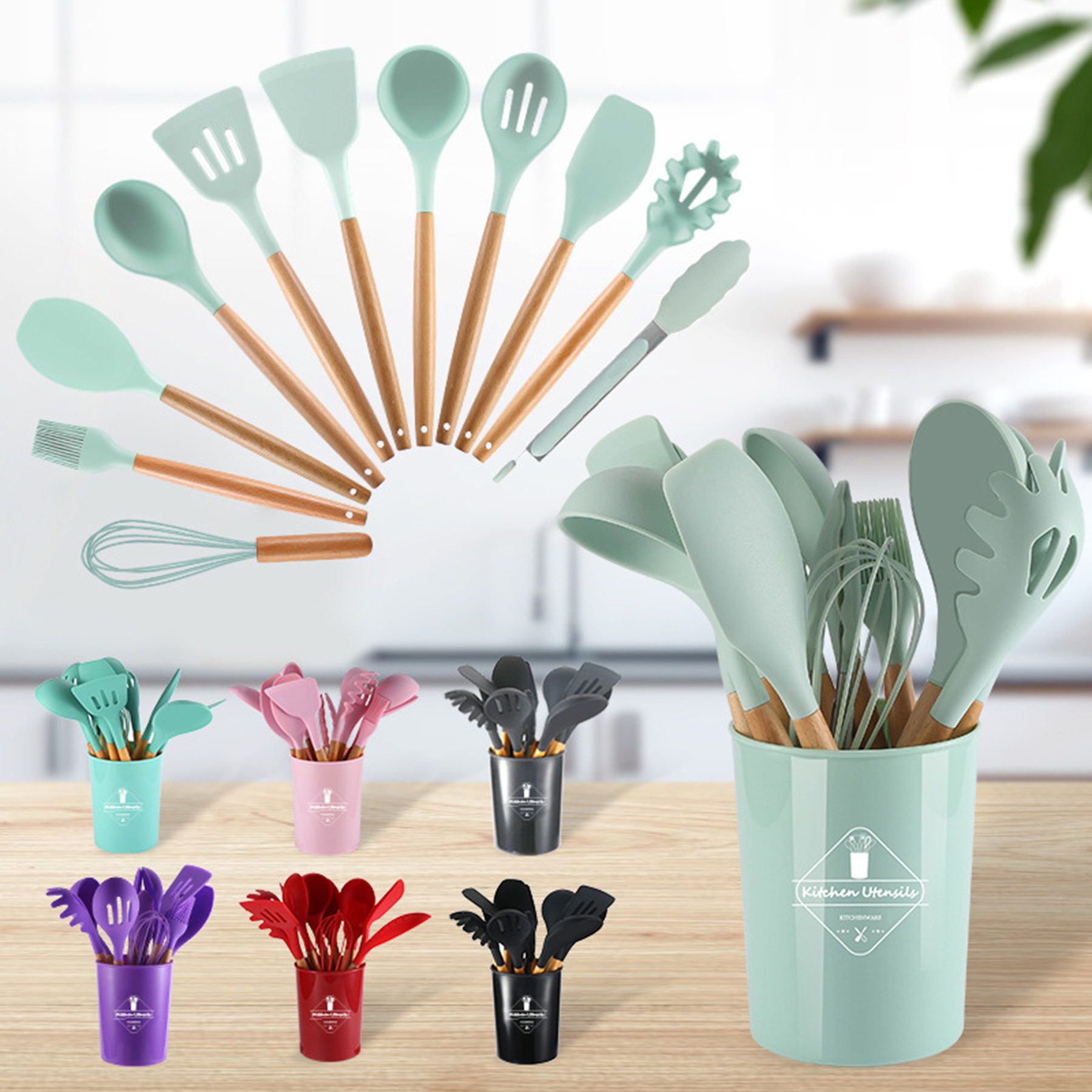 12 Piece Silicone Non-Stick Pan Kitchenware 1