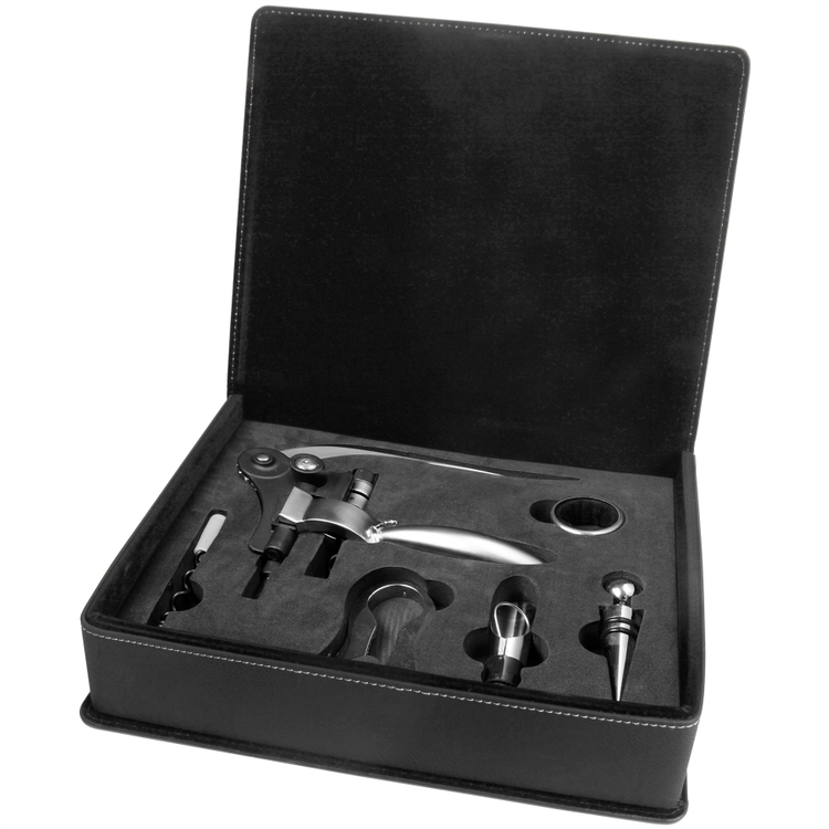 Leatherette Five-piece Wine Set- Black 2