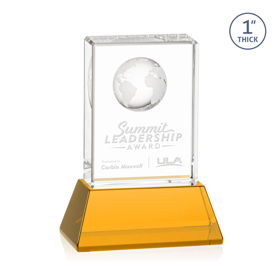 Ambassador Globe Award on Base - Amber 8