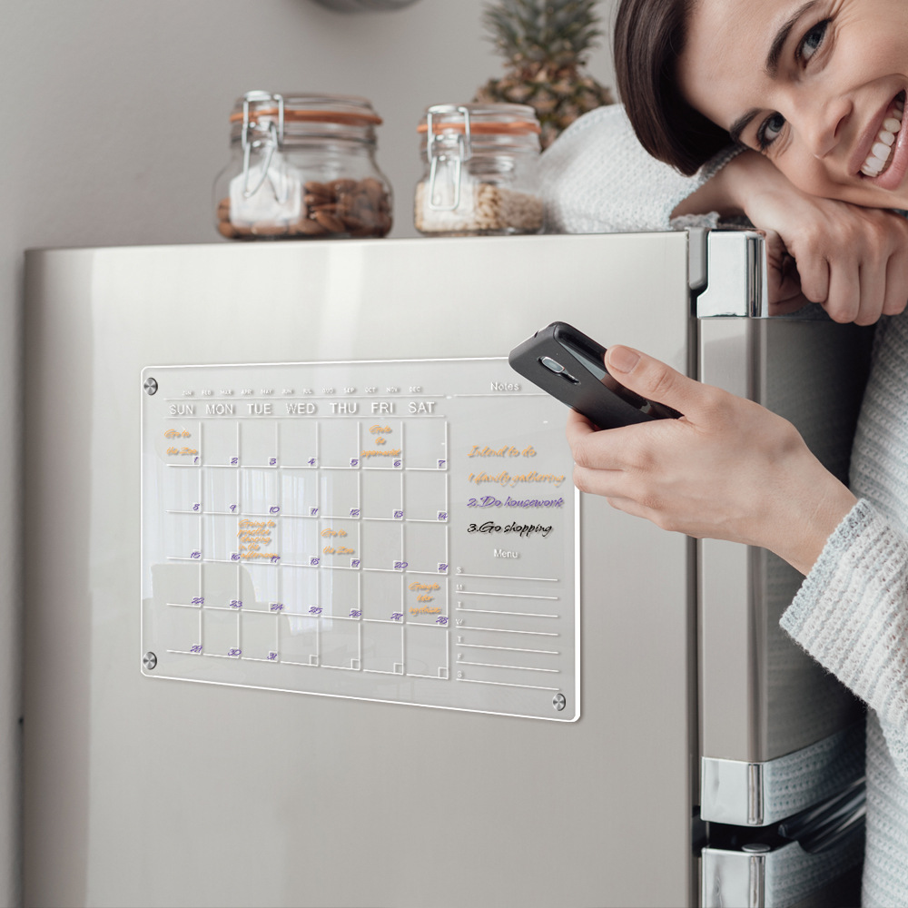 Acrylic Monthly Planner Notepad Erasable Magnetic Fridge Magnet 7