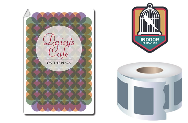 Roll Stickers / Decal - Indoor Permanent - 6x4 Rectangle Shape 2