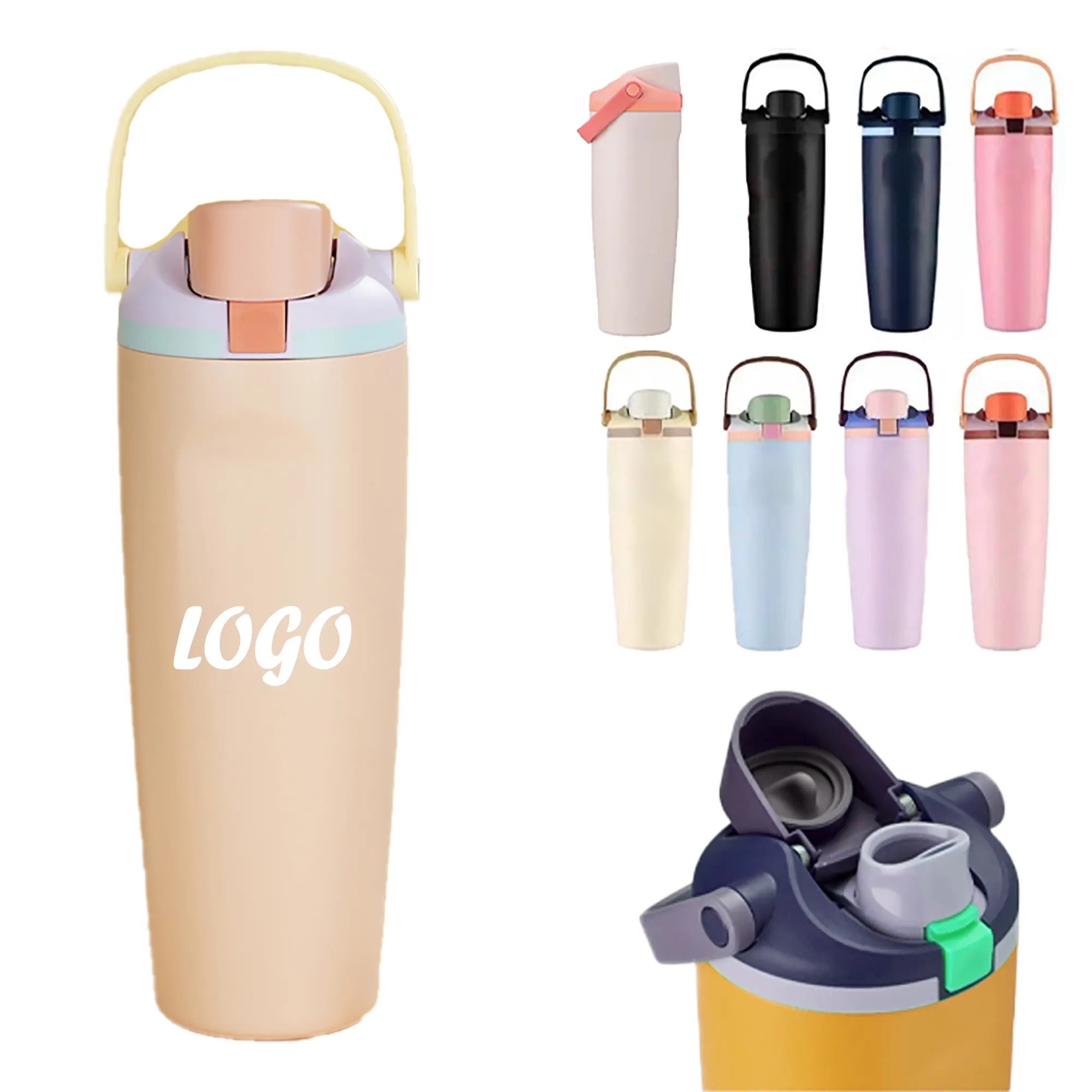 30oz Stainless Steel Water Bottle with Straw, custom water bottle with logo imprint 2