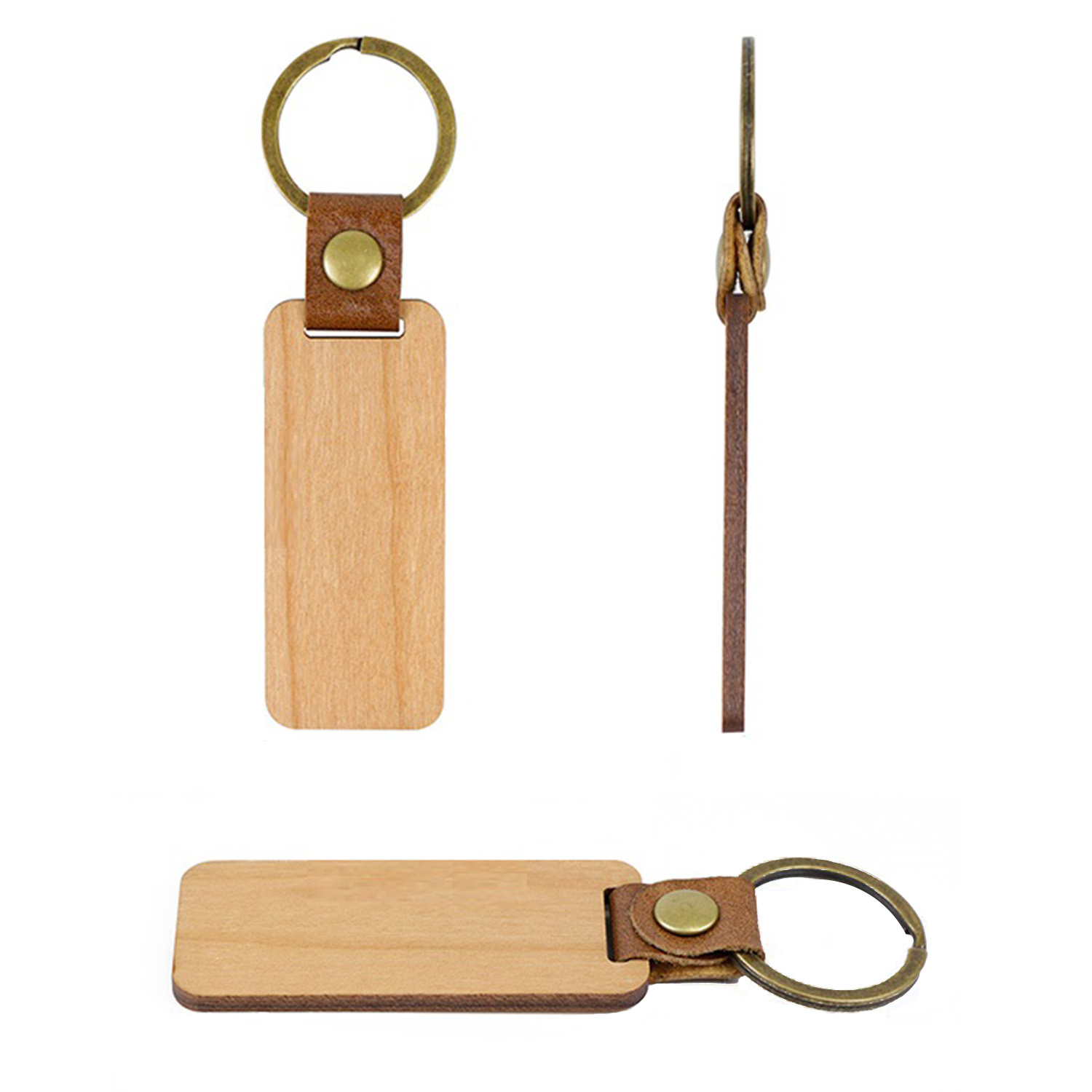Wooden Rounded Rectangle Keychain 6