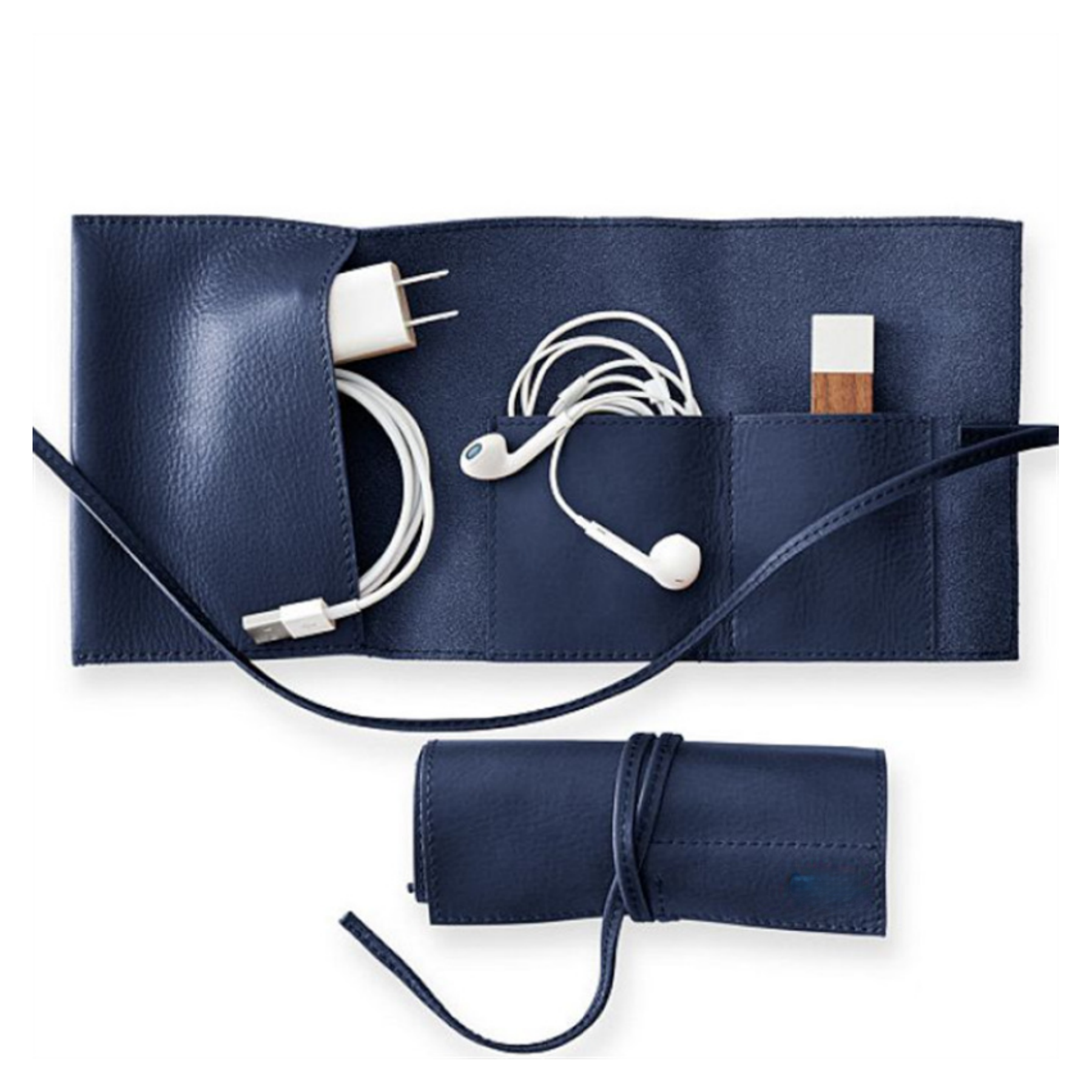 Custom Leather Organizer Cable Roll Bag 3