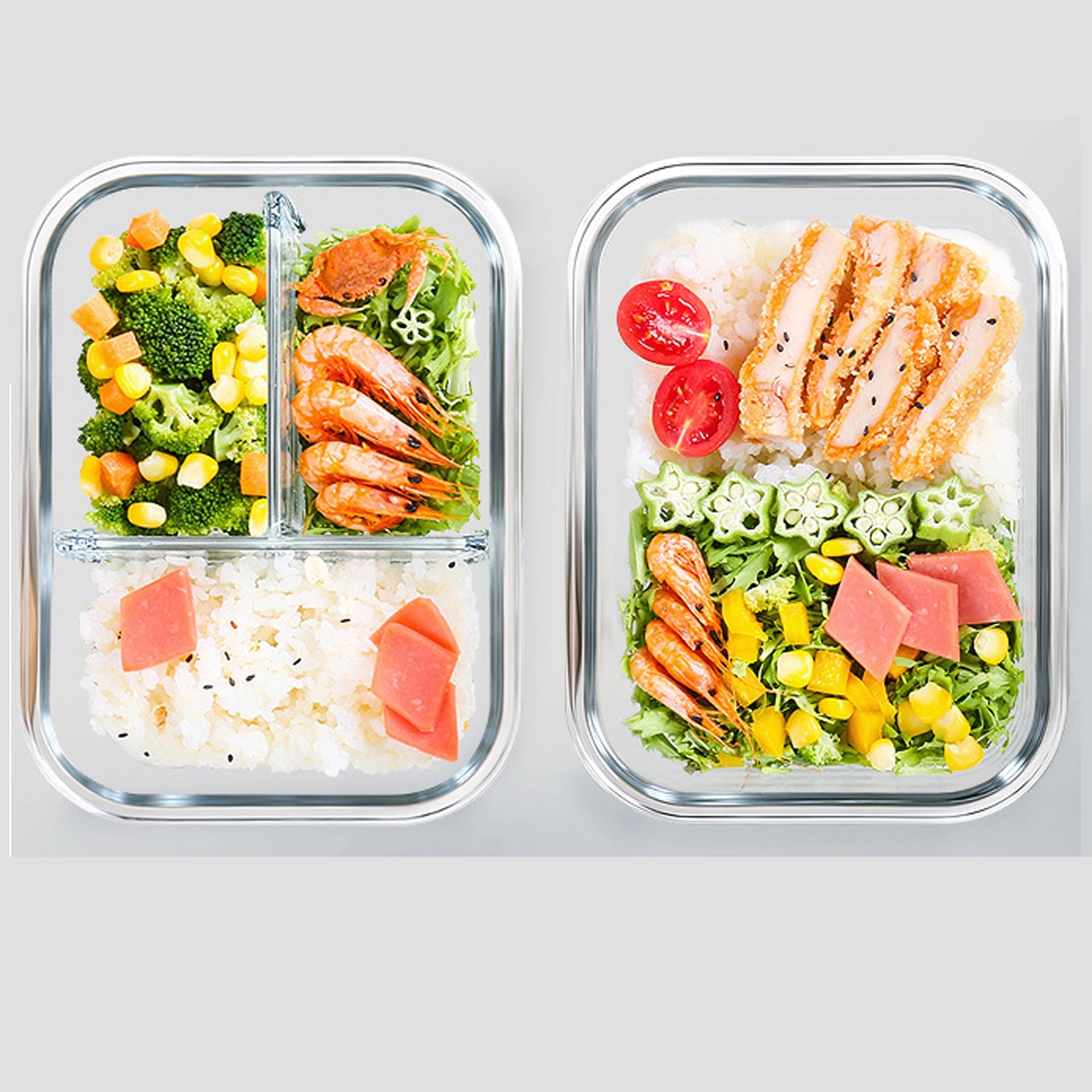 Glass Meal Prep Containers 3 Compartment with Lids 9
