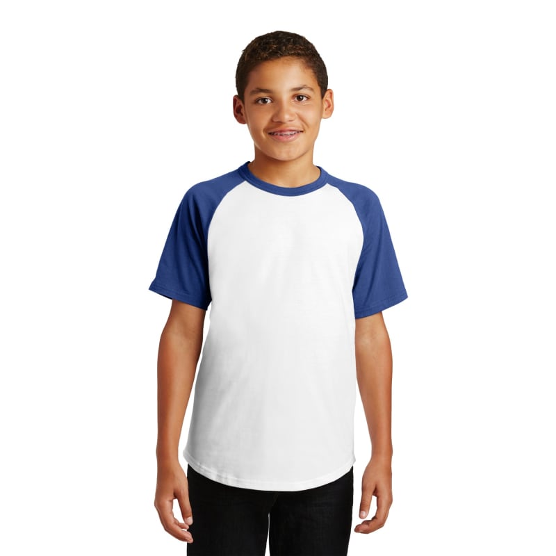 Sport-Tek Youth Short Sleeve Colorblock Raglan Jersey. 7