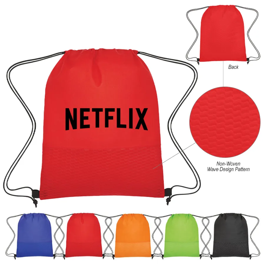 Wave Design Non-woven Drawstring Bag 1