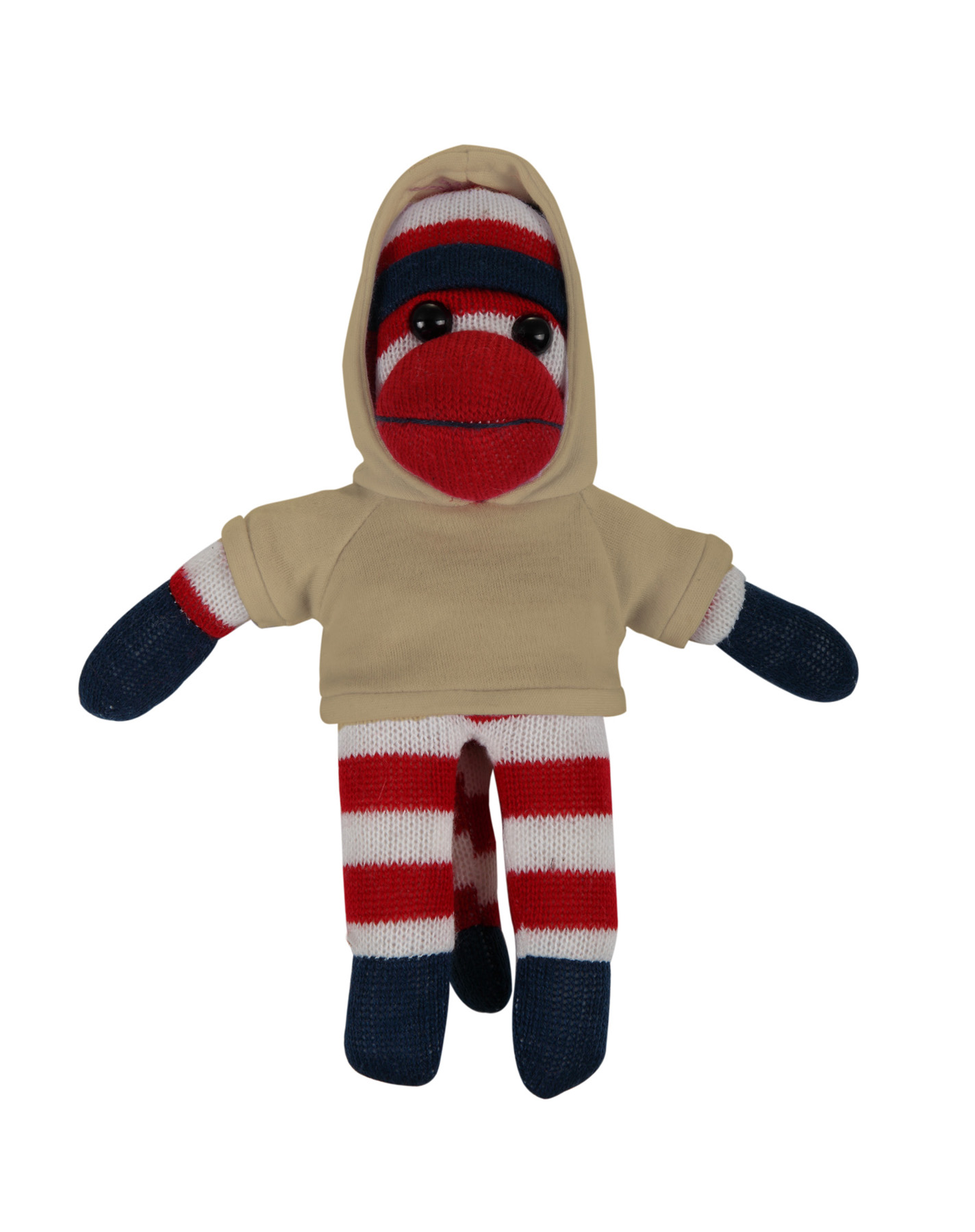 soft plush Patriotic Sock Monkey with hoodie 2