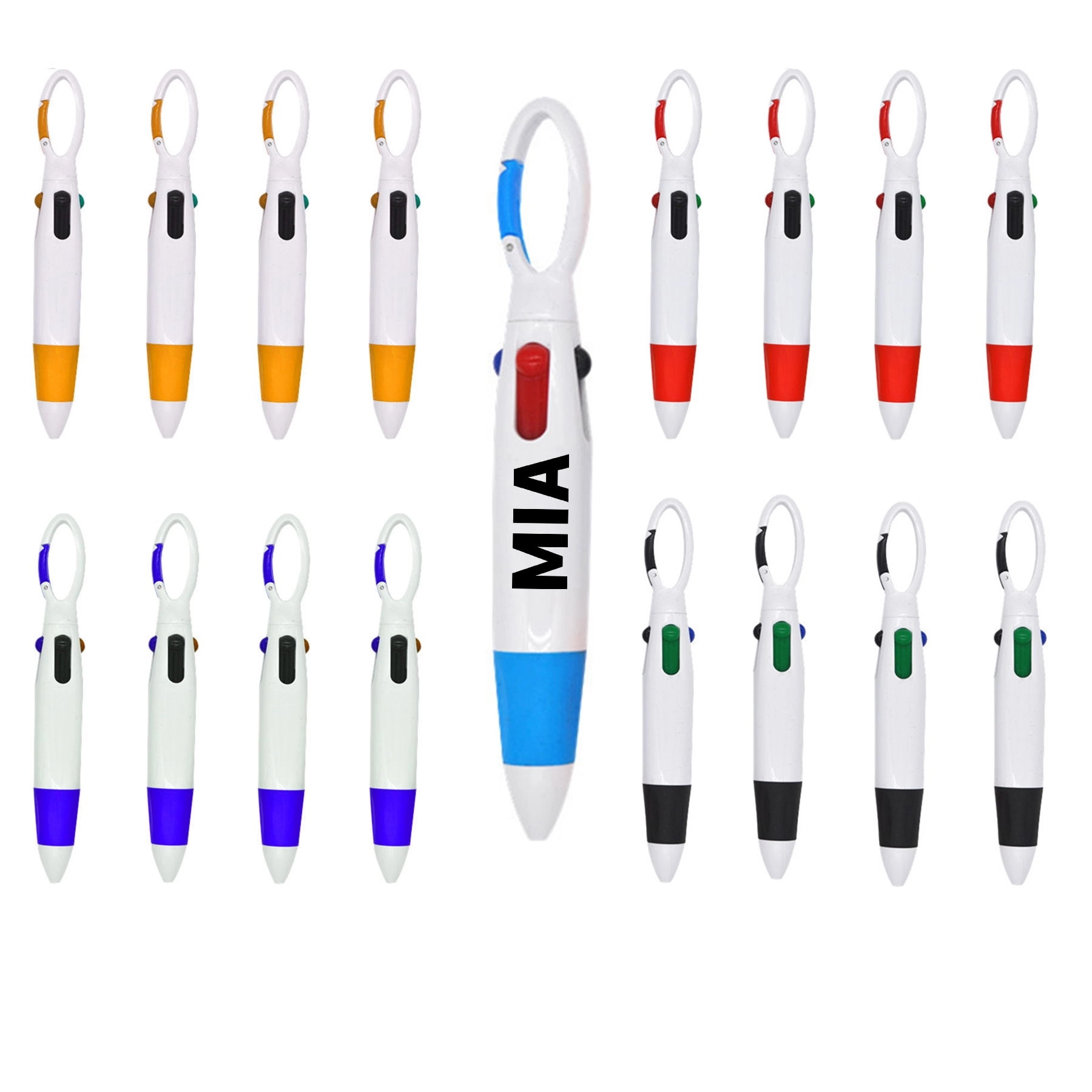 Four-Color Ballpoint Pen With Carabiner 2