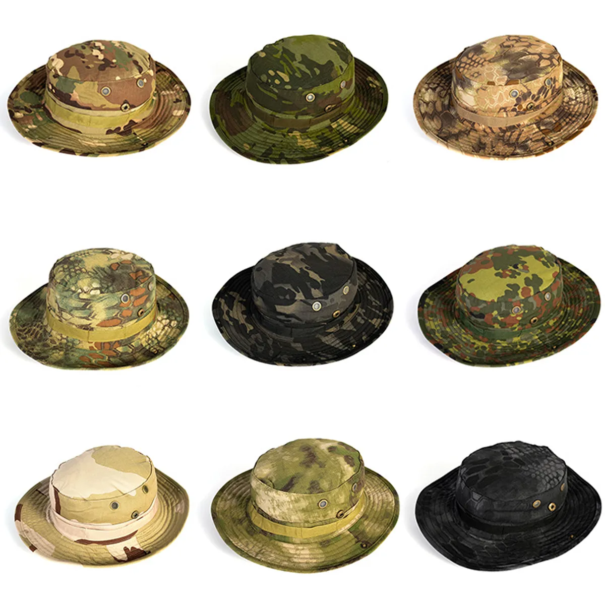 Summer Camo Outdoor Fishing Sun Hat with Adjustable Strap 4
