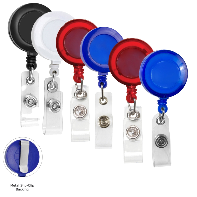 "Lorain VL" 30" Cord Round Retractable Badge Reel and Badge Holder with Metal Slip Clip Attachmement 18