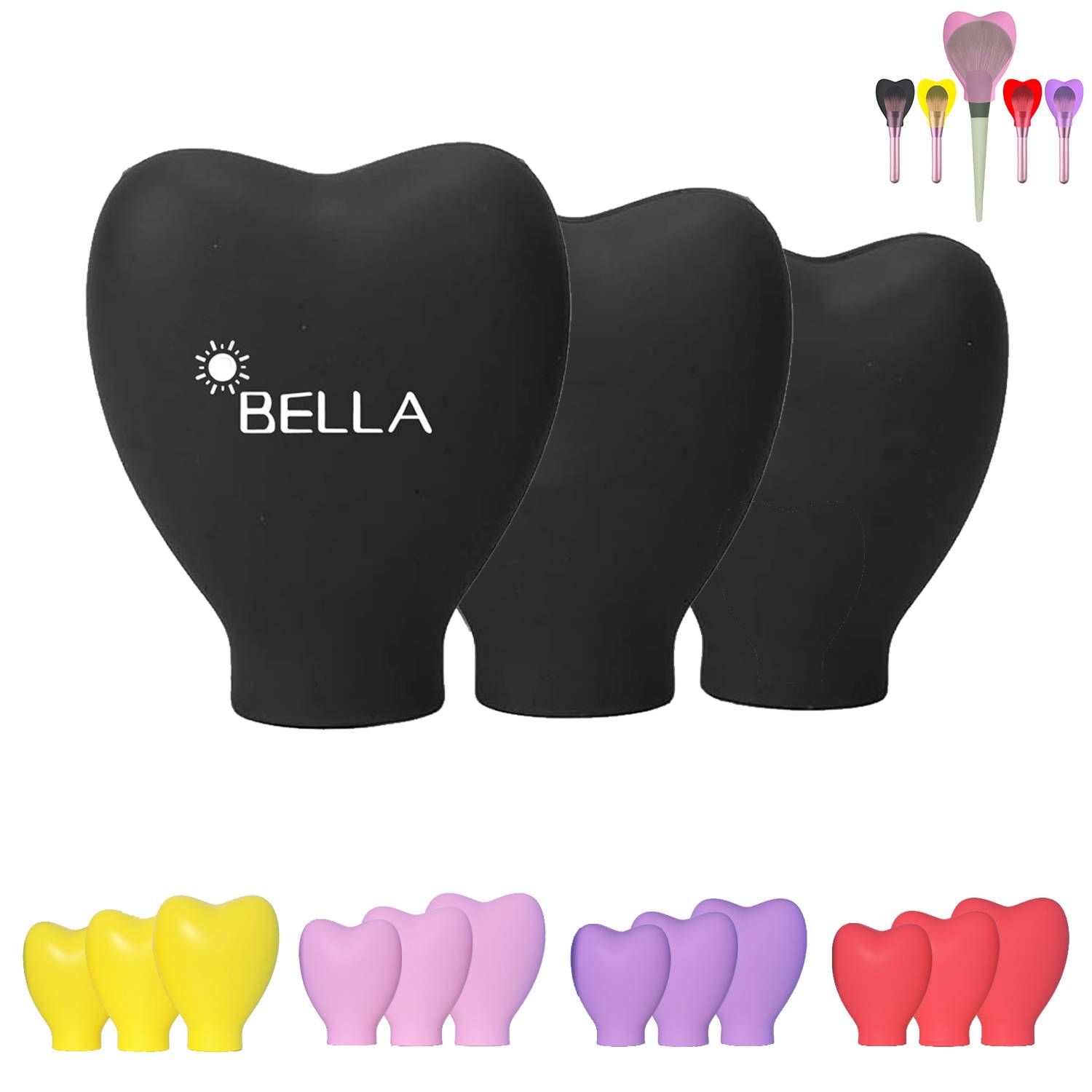 Silicone Heart Shaped Cosmetic Brush Guard Cap 2