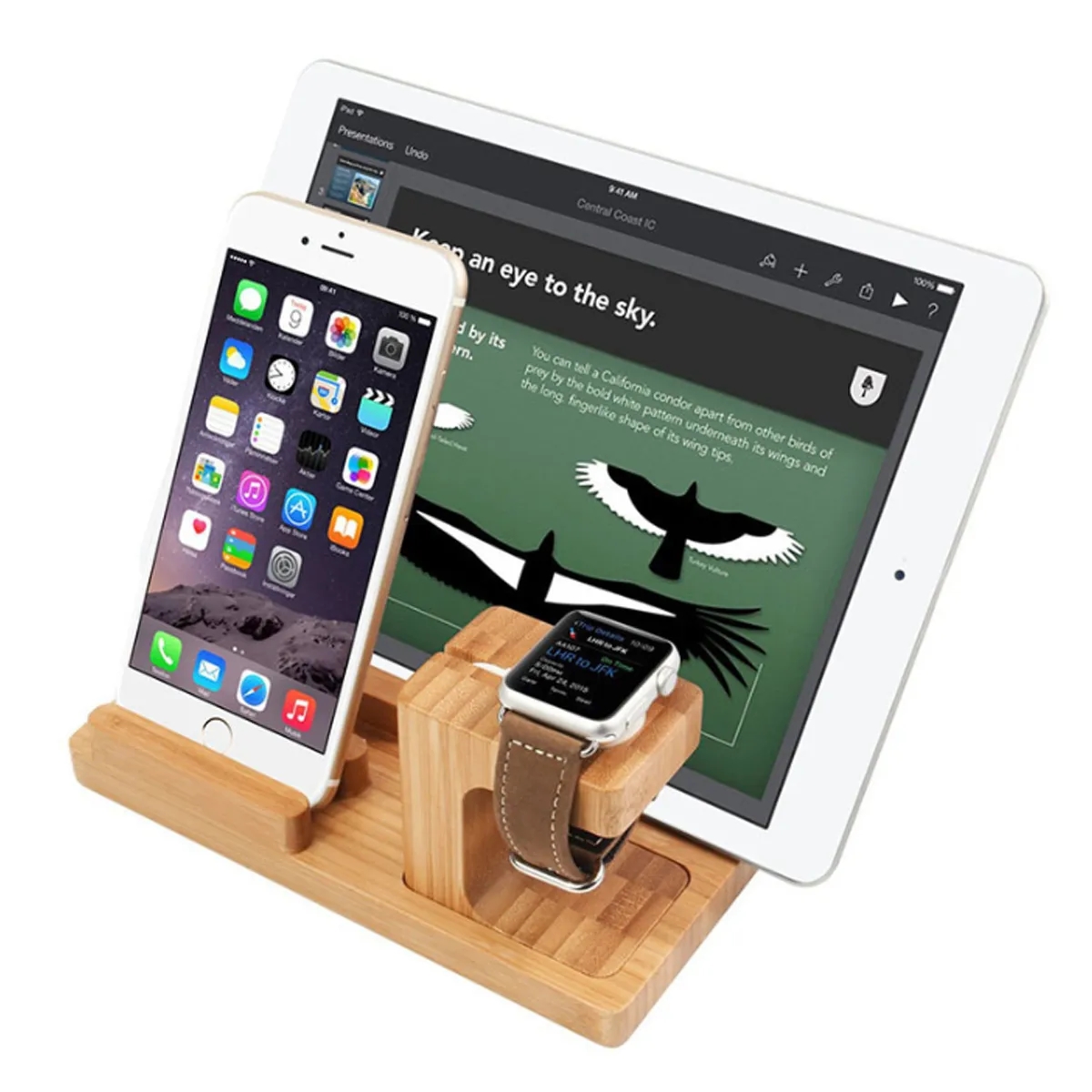 Bamboo Multi-Device Charging Dock & Organizer 1