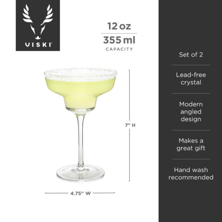 Viski® Angled Crystal Margarita Glass, set of 2 6