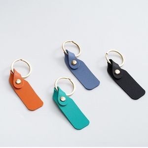 Sleek Rectangle PU Leather Simple Keychain 33
