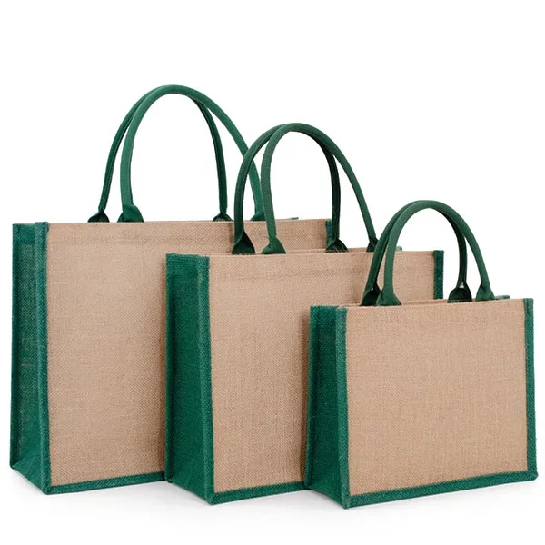 Two Tone Gusset Jute Tote Bag 5